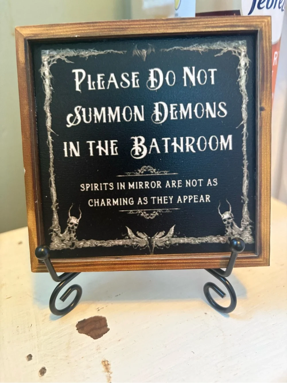 Please Do Not Summon Demons Bathroom Sign - Black